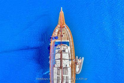 Endless blue Saronic sailing in Greece top view